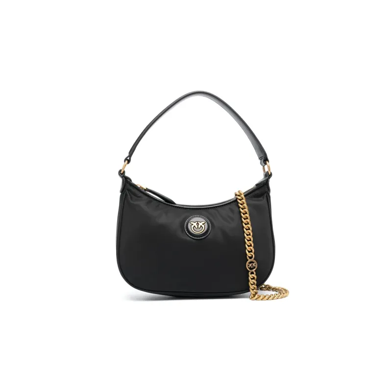 PINKO Half Moon Series Polyamide Crescent Bag Portable Crossbody Bag Shoulder Bag Mini Women's Black-0