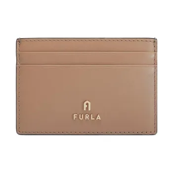 Furla Brava Camelia Soft Calfskin Card Clip Card Holder Women's Gray
