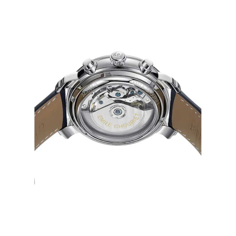 EMILE CHOURIET Automatic Mechanical Movement Men's Watches Watch 42mm Blue Dial Stainless Steel Case Cow Leather Strap-2