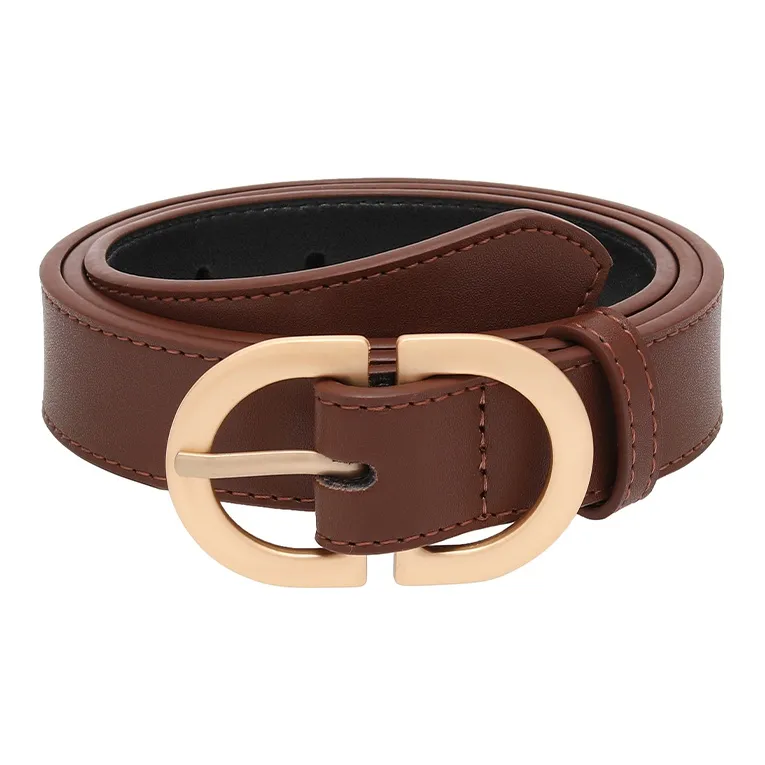 FREE RABBITⅡ Trendy Black Automatic Buckle Leather Belts Women's 2.8CM-3
