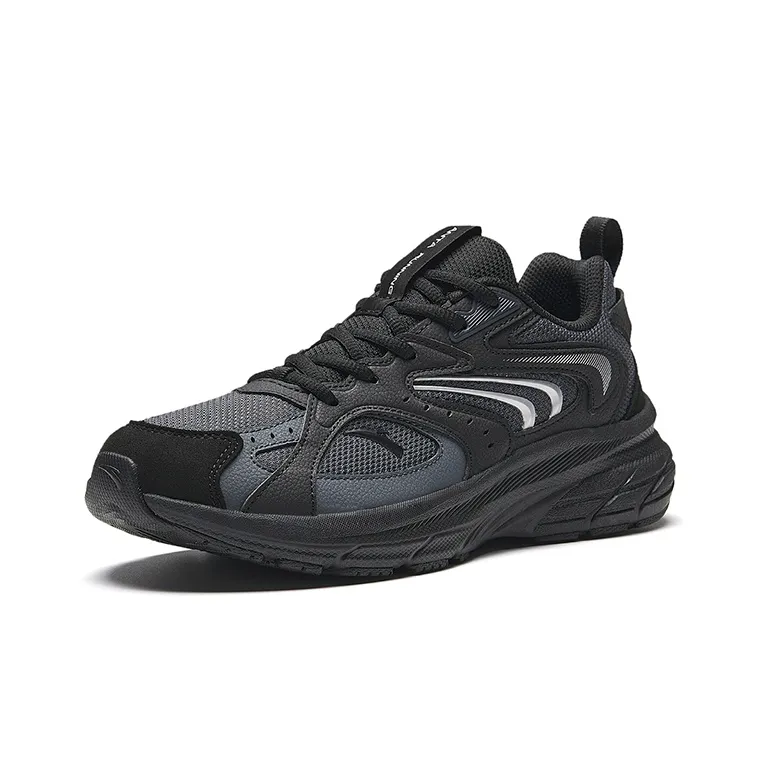 Anta AT956 Cushioned Slip Resistant Low Top Retro Running Shoes Men's Black-1