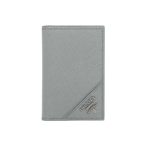 PRADA Saffiano Leather Card Holder Women's Marble Gray