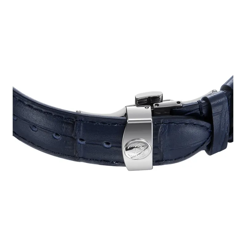 EMILE CHOURIET Automatic Mechanical Movement Men's Watches Watch 42mm Blue Dial Stainless Steel Case Cow Leather Strap-3
