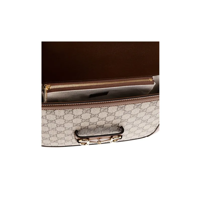 GUCCI Horsebit 1955 Canvas With Leather Messenger Bag, Crossbody Bag, Shoulder Bag Men's-3