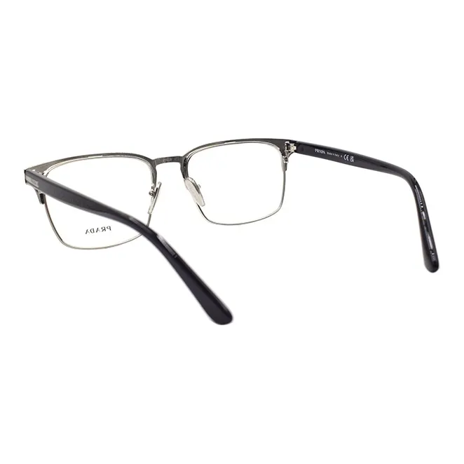PRADA Alloy Rectangular Eyeglass Frames Men's Black Silver-2
