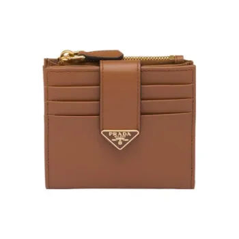 PRADA Leather Wallet Small Size Women's Brown