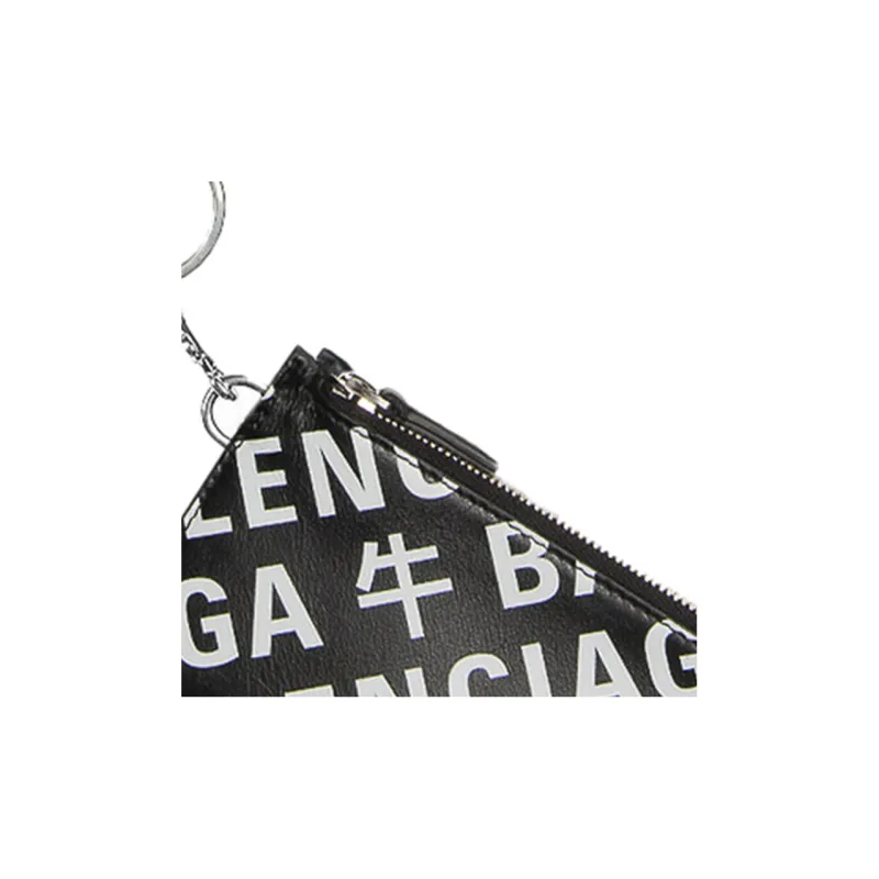 Balenciaga Cow Leather Key Pouch Regular Unisex Black-5