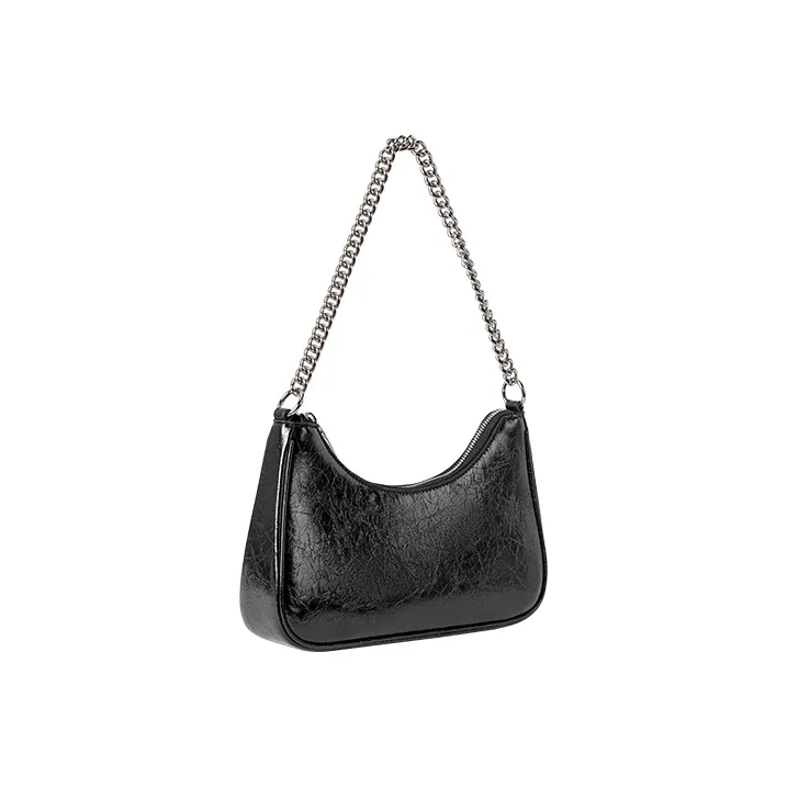VANESSA HOGAN Vh Classic Series Cow Leather Shoulder Bag Chain Shoulder Bag Small Size Women's Silver/Black-23