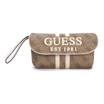 GUESS Synthetic Leather Portable Crossbody Clutch Medium Size Women's Black/Latte