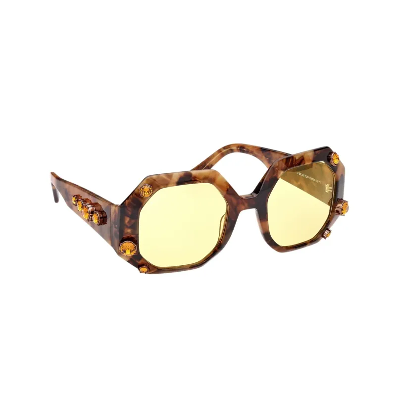 Swarovski Acetate Faux Crystal Irregular Shape Sunglasses Women's Tortoiseshell-2