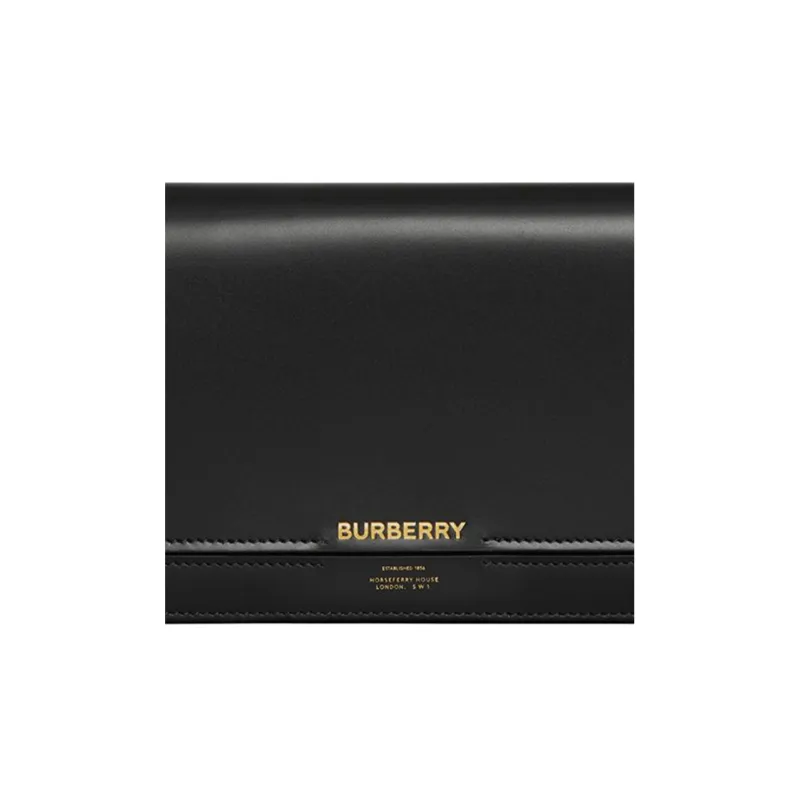 Burberry Horseferry Leather Shoulder Bag Wallet Women's Black-6