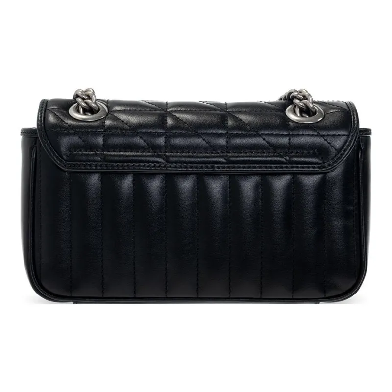 GUCCI GG Marmont Quilted Leather Chain Bag, Shoulder Bag, Crossbody Bag Mini Women's Black-2