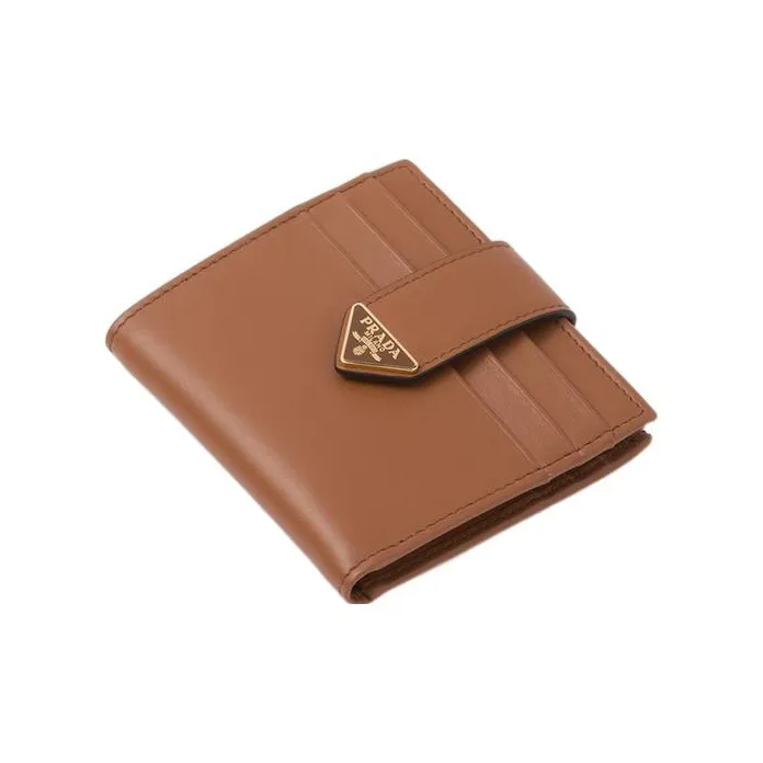 PRADA Leather Wallet Small Size Women's Brown-1