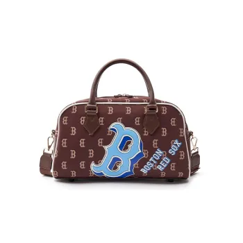 MLB Boston Red Sox Polyester Sports Bag, One Shoulder Crossbody Bag Handbag Regular Women's Brown
