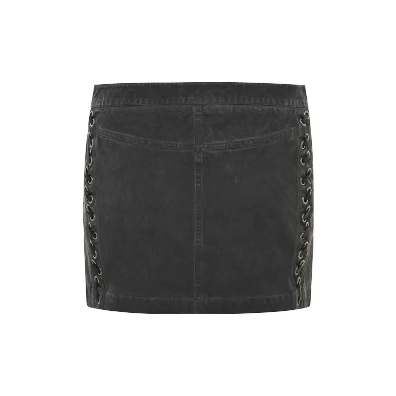 With Jean Denim Short Skirts Women's Black-1