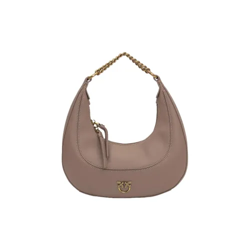 PINKO Brioche Cow Leather Half Moon Bag Hobo Bag Handbag Shoulder Bag Women's Beige
