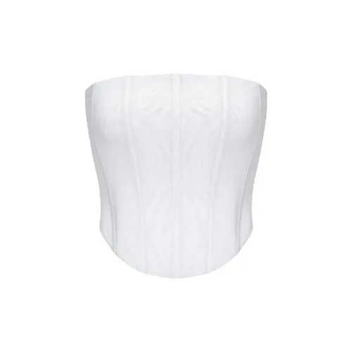 The Kript Strapless Tops Women's White