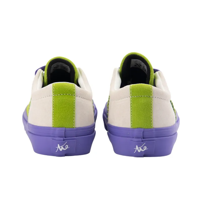WANSWER Slip Resistant Cushioning Impact Resistance Wear Resistant Support Low Top Skateboard Shoes Unisex White Green-3