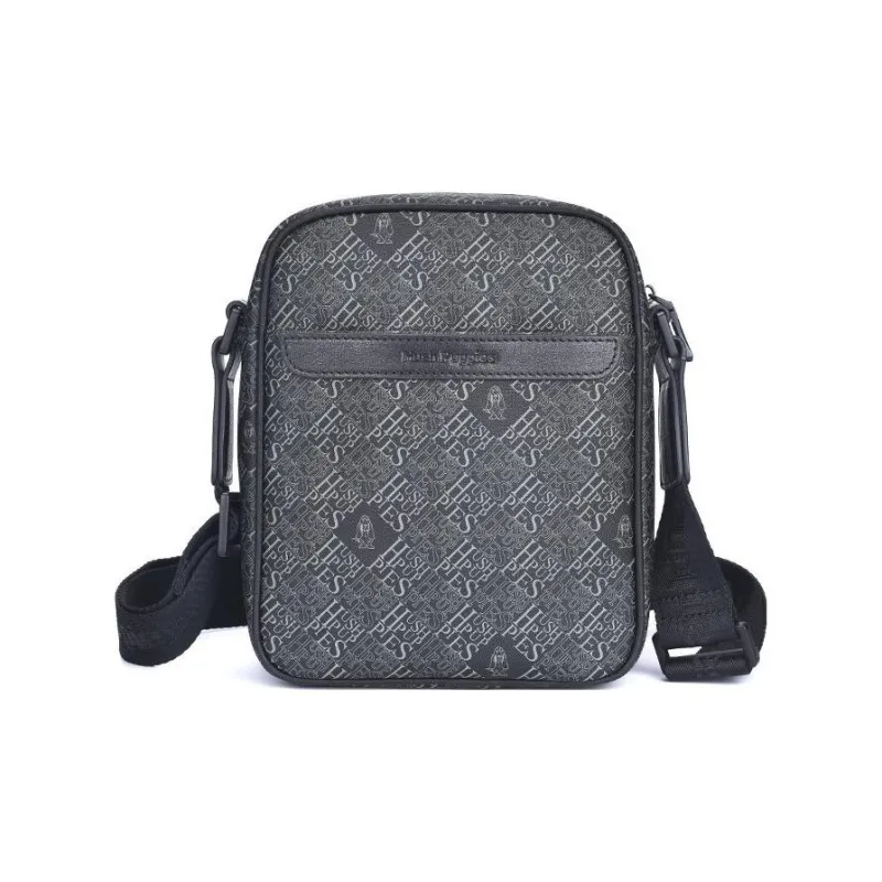 Hush Puppies Cow Leather Small Square Bag, Crossbody Bag, Shoulder Bag Medium Size Men's Black-2
