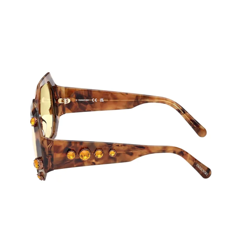 Swarovski Acetate Faux Crystal Irregular Shape Sunglasses Women's Tortoiseshell-4