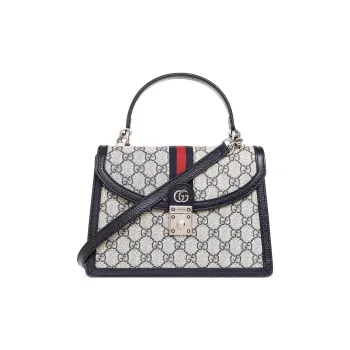 GUCCI Ophidia Canvas Leather Shoulder Bag Crossbody Bag Handbag Small Size Women's Blue/Beige