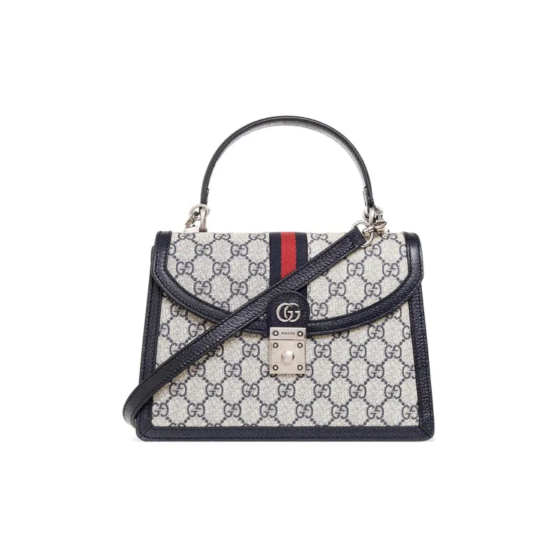 GUCCI Ophidia Canvas Leather Shoulder Bag Crossbody Bag Handbag Small Size Women's Blue/Beige-0