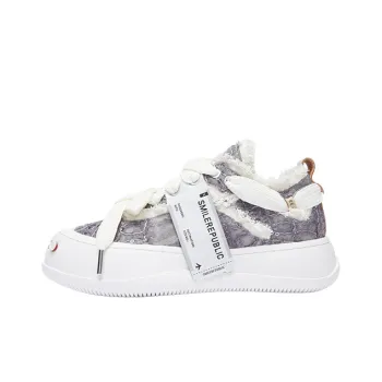 SMILEREPUBLIC Silver Frost Rose Height Increasing Low Top Canvas Shoes Unisex Gray