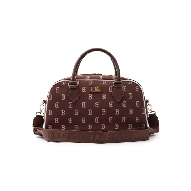 MLB Boston Red Sox Polyester Sports Bag, One Shoulder Crossbody Bag Handbag Regular Women's Brown-4