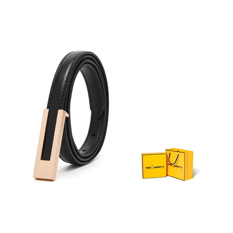 FREE RABBITⅡ Slim Cinched Waist Minimalist Style Pin Buckle Leather Belts Women's Width 1.1CM-0