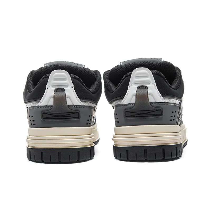 Kappa Wear Resistant Slip Resistant Lightweight Low Top Skateboard Shoes Unisex Black White-4