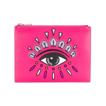KENZO Leather With Polyurethane Clutch Women's Dark Purple Red