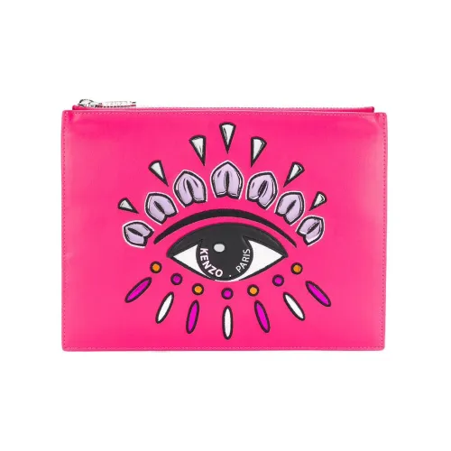 KENZO Leather With Polyurethane Clutch Women's Dark Purple Red