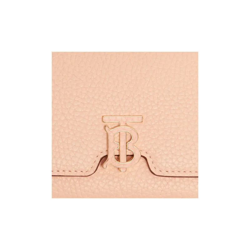 Burberry Grained Leather Money Clip Card Holder Card Wallet Small Size Women's Peach Pink-5