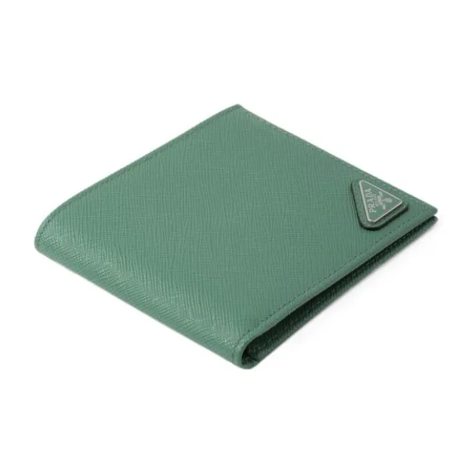 PRADA Saffiano Leather Wallet Men's Gray Green-2