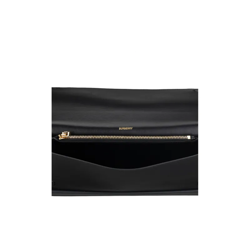 Burberry Horseferry Leather Shoulder Bag Wallet Women's Black-3