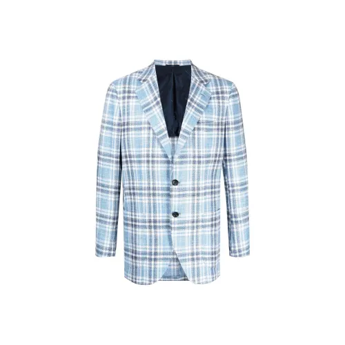 KITON Tartan-print Single-breasted Blazer