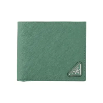PRADA Saffiano Leather Wallet Men's Gray Green