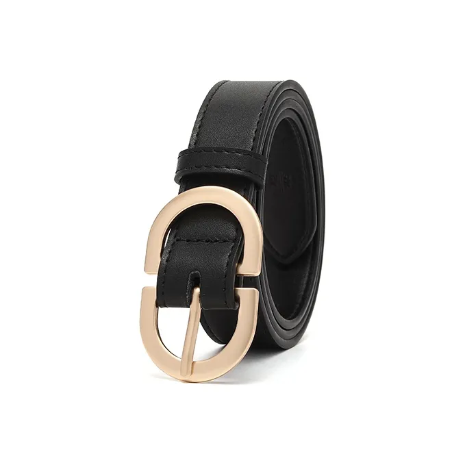 FREE RABBITⅡ Trendy Black Automatic Buckle Leather Belts Women's 2.8CM-5