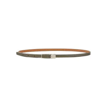 LOEWE Logo Badge Pin Buckle Leather Belts Women's Green Width 3.5CM