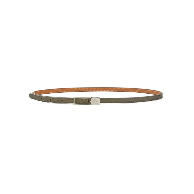 LOEWE Logo Badge Pin Buckle Leather Belts Women's Green Width 3.5CM-0