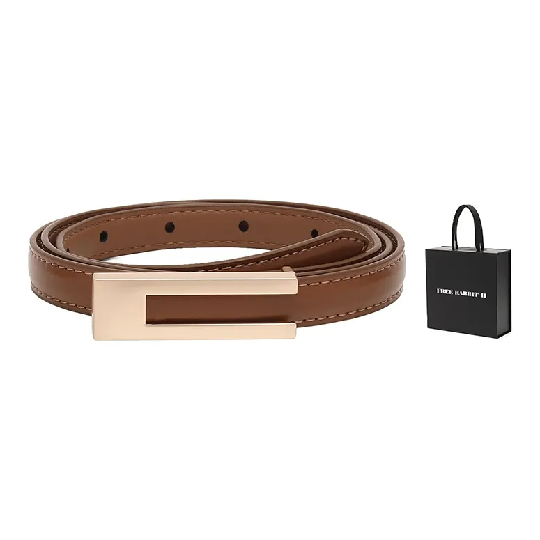FREE RABBITⅡ Slim Cinched Waist Minimalist Style Pin Buckle Leather Belts Women's Width 1.1CM-6