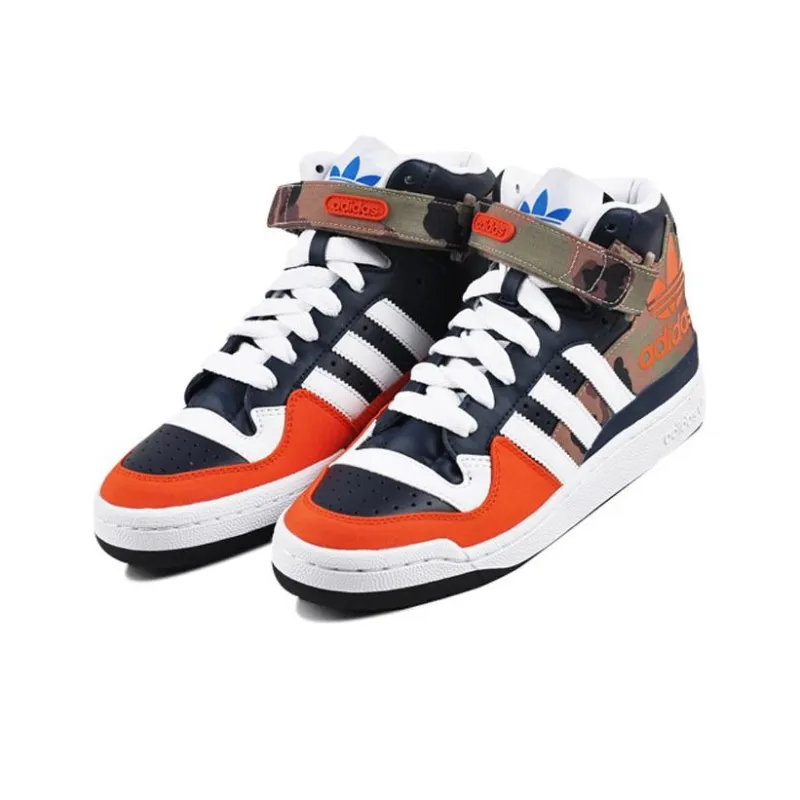 Adidas Originals FORUM Mid Rs Xi Wear-Resistant Mid-Top Skateboard Shoes Men's Black Orange-1