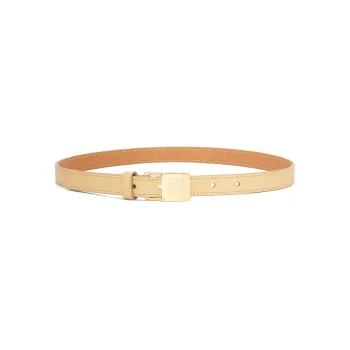 LOEWE Smooth Anagram Carving Pendant Lock, Smooth Buckle Leather Belts Women's Yellow Width 2CM