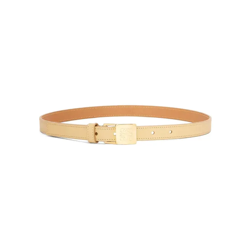 LOEWE Smooth Anagram Carving Pendant Lock, Smooth Buckle Leather Belts Women's Yellow Width 2CM-0