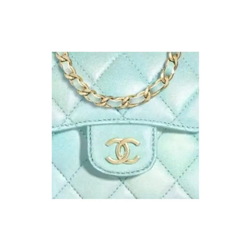 CHANEL Lambskin Clutch Women's Mint Green-1