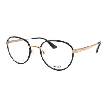 PRADA Pure Titanium Round Eyeglass Frames Unisex Black Gold