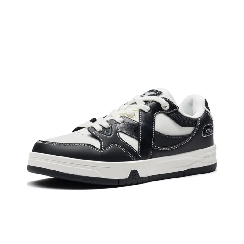 XTEP MAXX1.0 Slip Resistant Breathable Low Top Skateboard Shoes Women's Black White-1