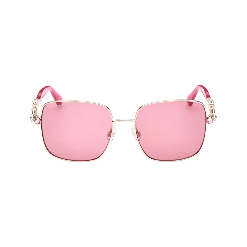Swarovski Collection III Metal Faux Crystal Square Sunglasses Women's Pink-1