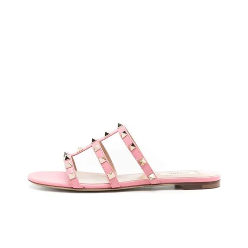 Valentino Rockstud Slide Slippers Women's Pink