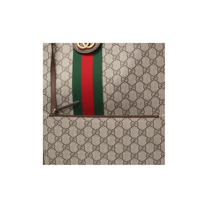 GUCCI Ophidia Canvas With Leather Tote Bag Shopping Bag Shoulder Bag Handbag Medium Size Unisex Ebony/Brown-4